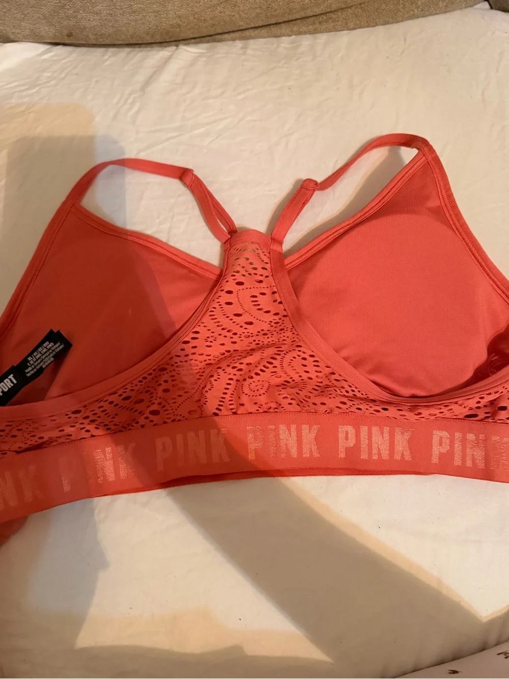 PINK VICTORIAS SECRET Coral Laser-Cut Racerback Bralette X-LARGE